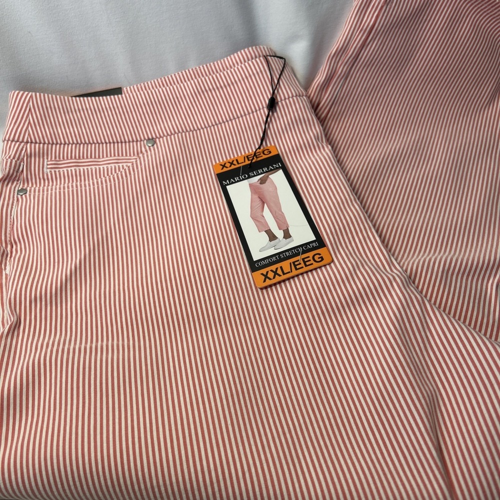 Mario Serrani Women's Comfort Stretch Capri Pants, Dark Pink / Ivory, Size XXL - Picture 4 of 4